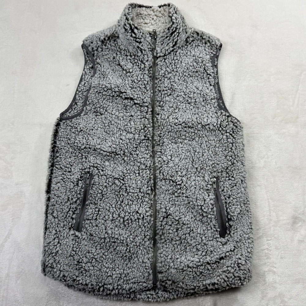 Thread & Supply Charcoal Gray Sherpa Fleece Full Zip Vest Womens Small